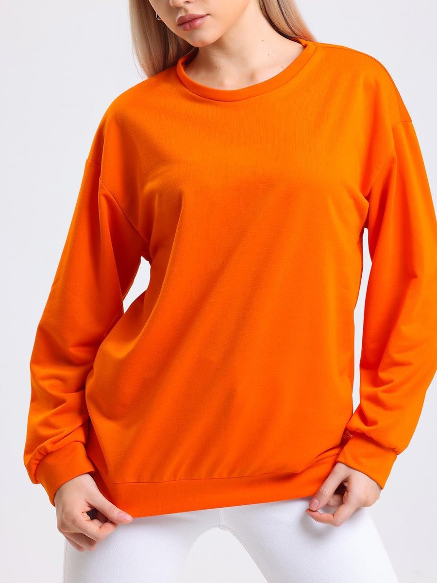 Sd Luxury Turuncu Düşük Omuzlu Sweatshirt