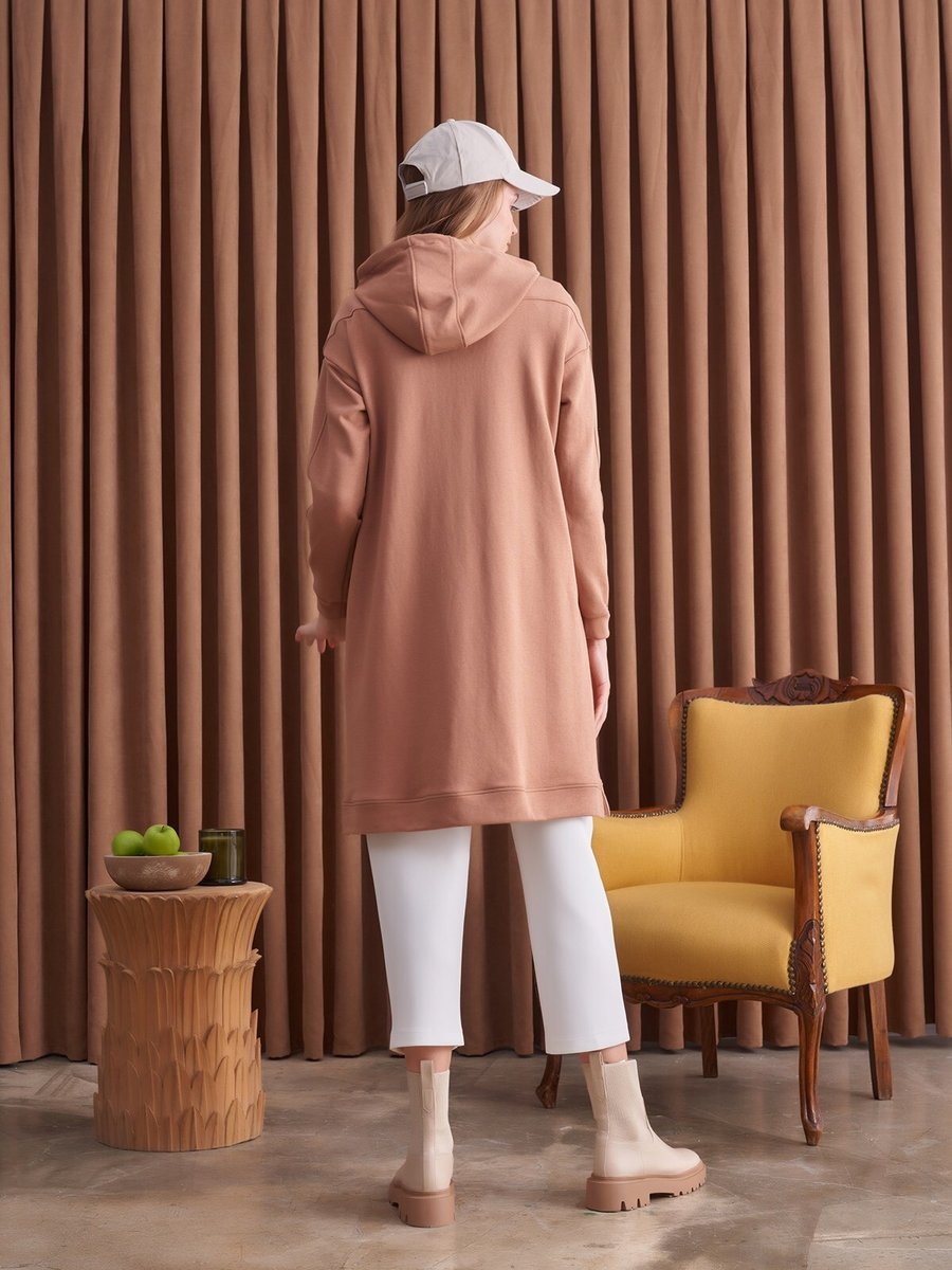 Qanu Dikişli Sweatshirt Camel