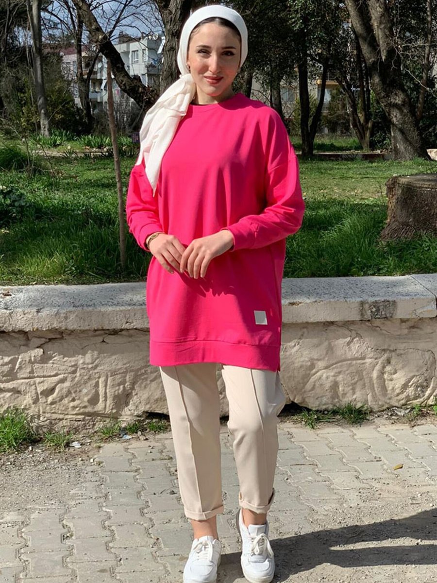 Moda Rosa Koyu Pembe Soul Puane Basic Kısa Sweat