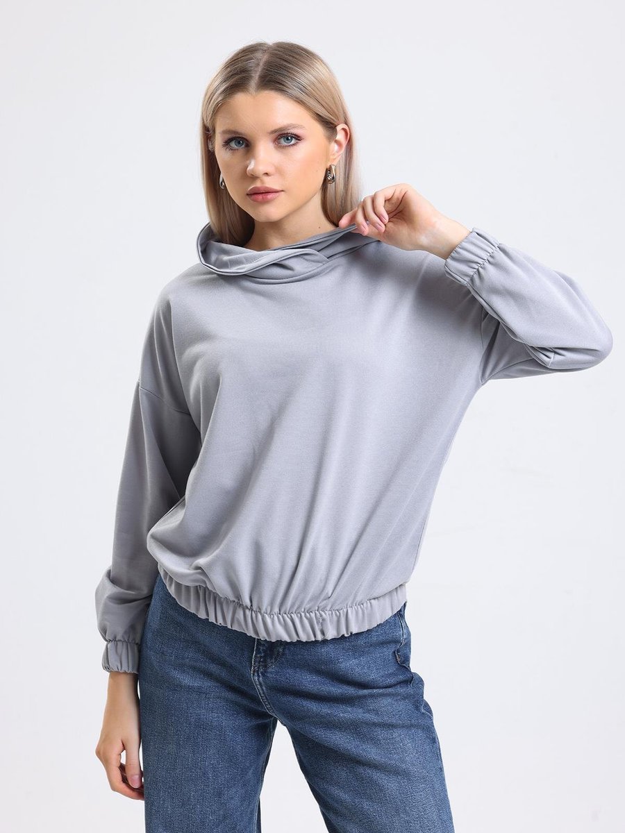 Sd Luxury Gri Yaka Detaylı Beli Lastikli Sweatshirt