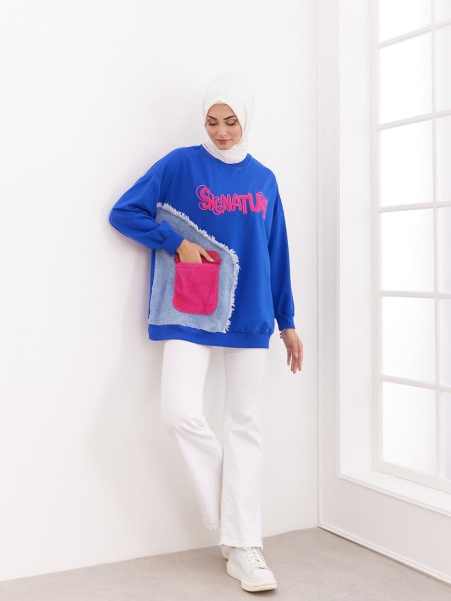 Lalissa Peluş Cepli Aplikeli Sweatshirt Saks