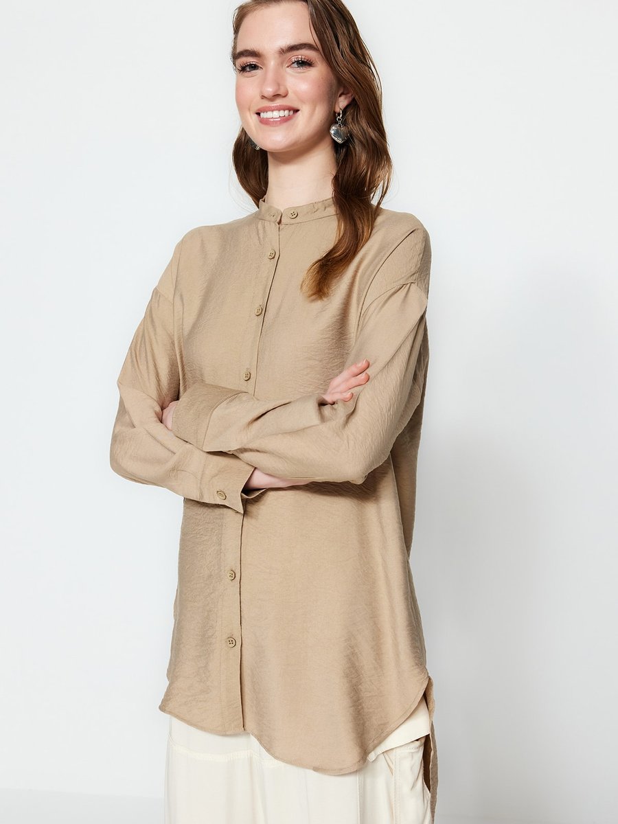 Trendyol Modest Taş Dokuma Aerobin Gömlek