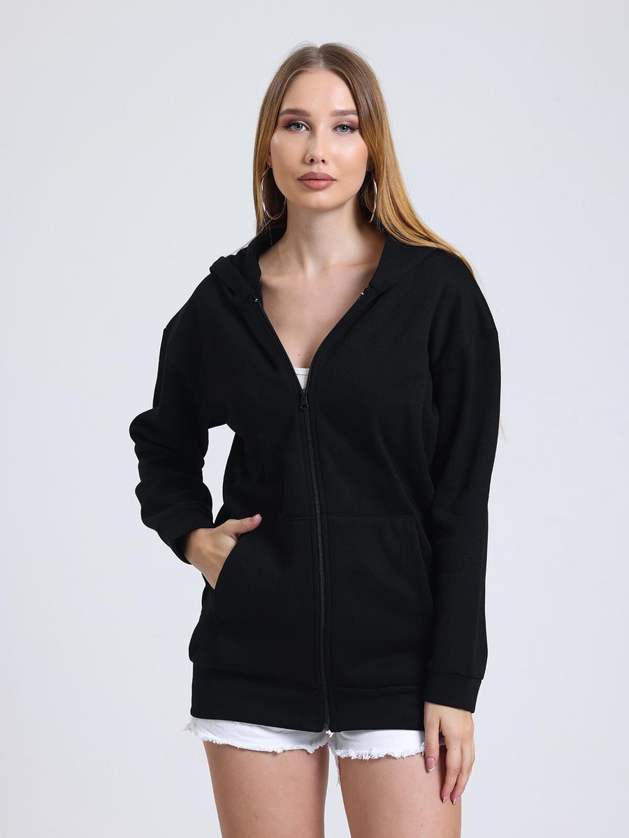 Sd Luxury Siyah Şardonlu Üç İplik Sweatshirt