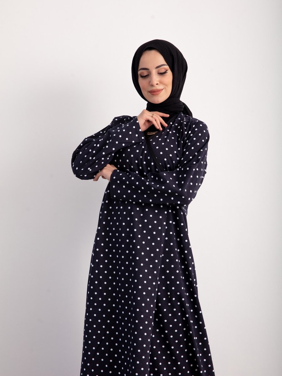 Kutay Collection Yandan Bağlamalı Namaz Elbisesi Puantiye Desenli