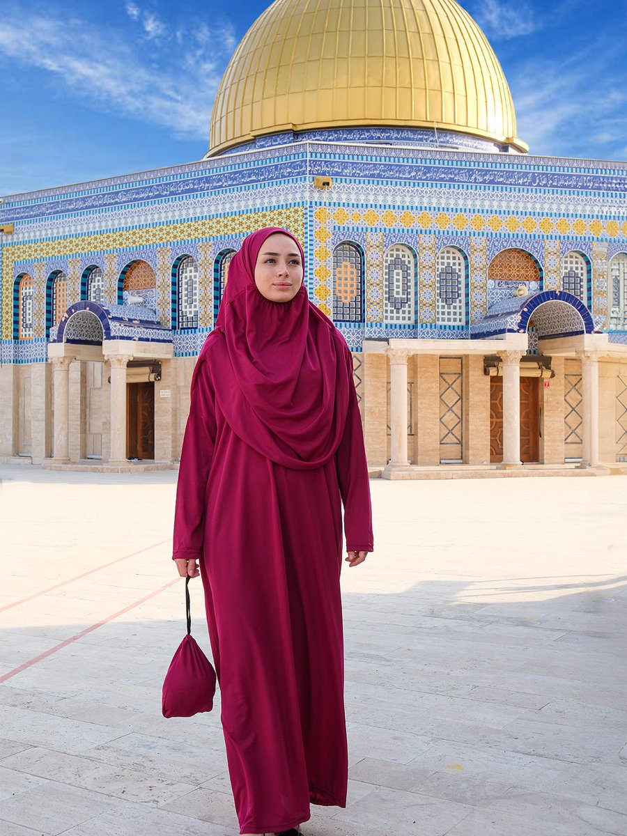 Locco Cantalı Tek Parca Namaz Elbısesı Mürdüm