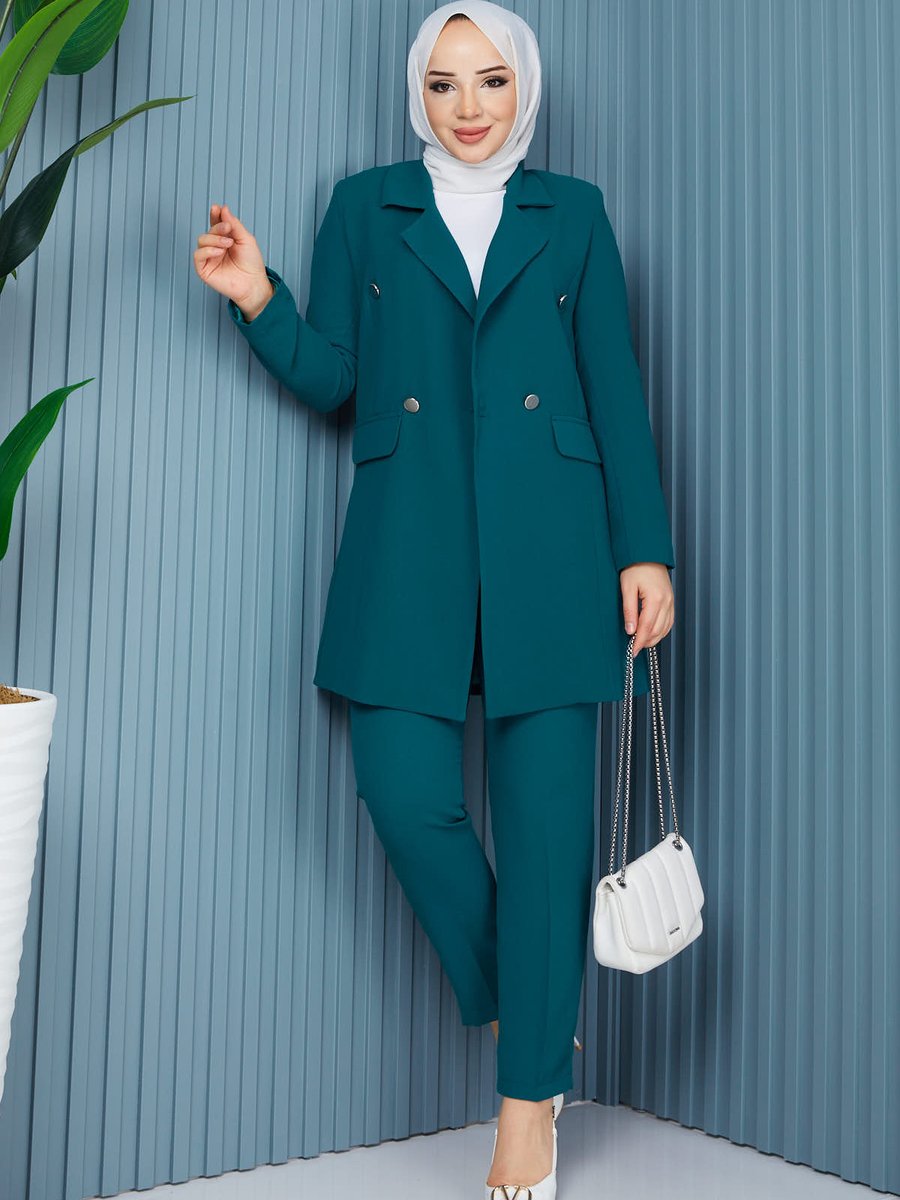 İmajbutik Zümrüt Yeşili Blazer Ceket Pantolon Takım