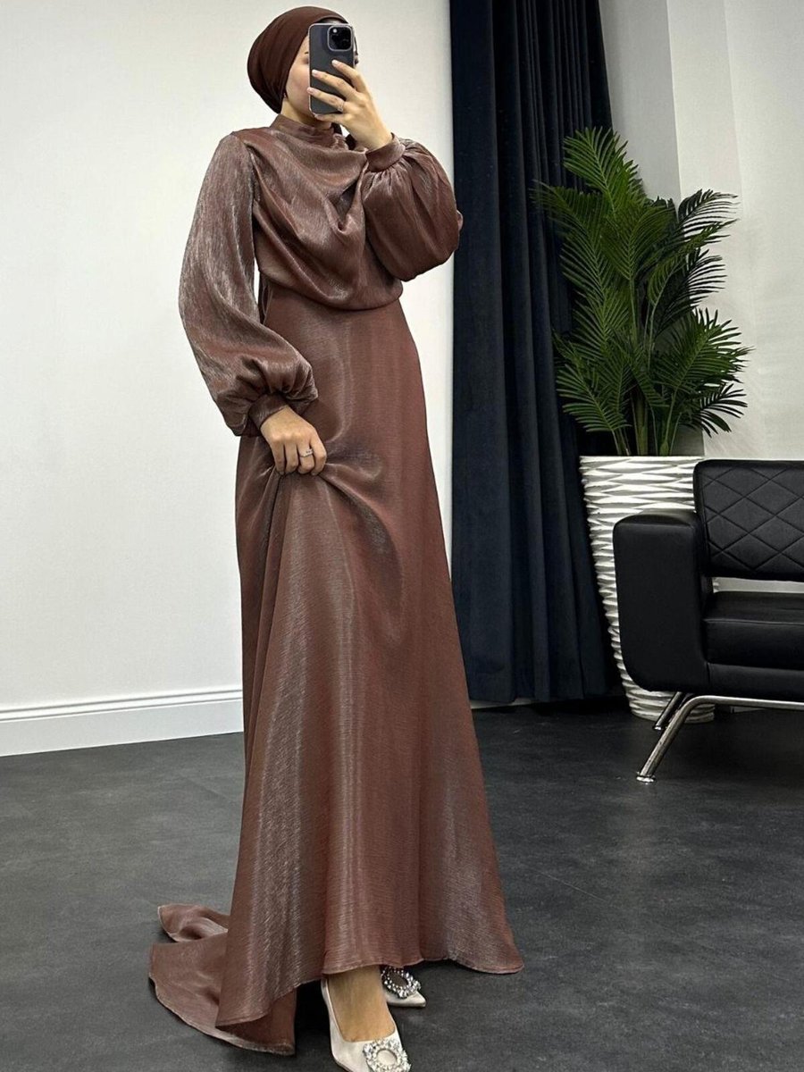 Şule Giyim Sadem Abiye Elbise Kahverengi