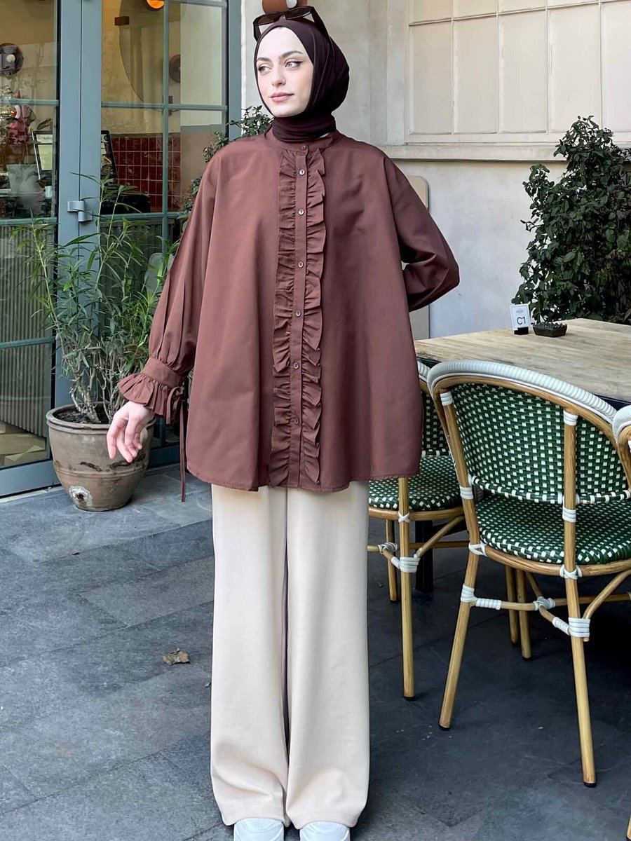 Lamelif Oversize Flores Fırfırlı Tunik