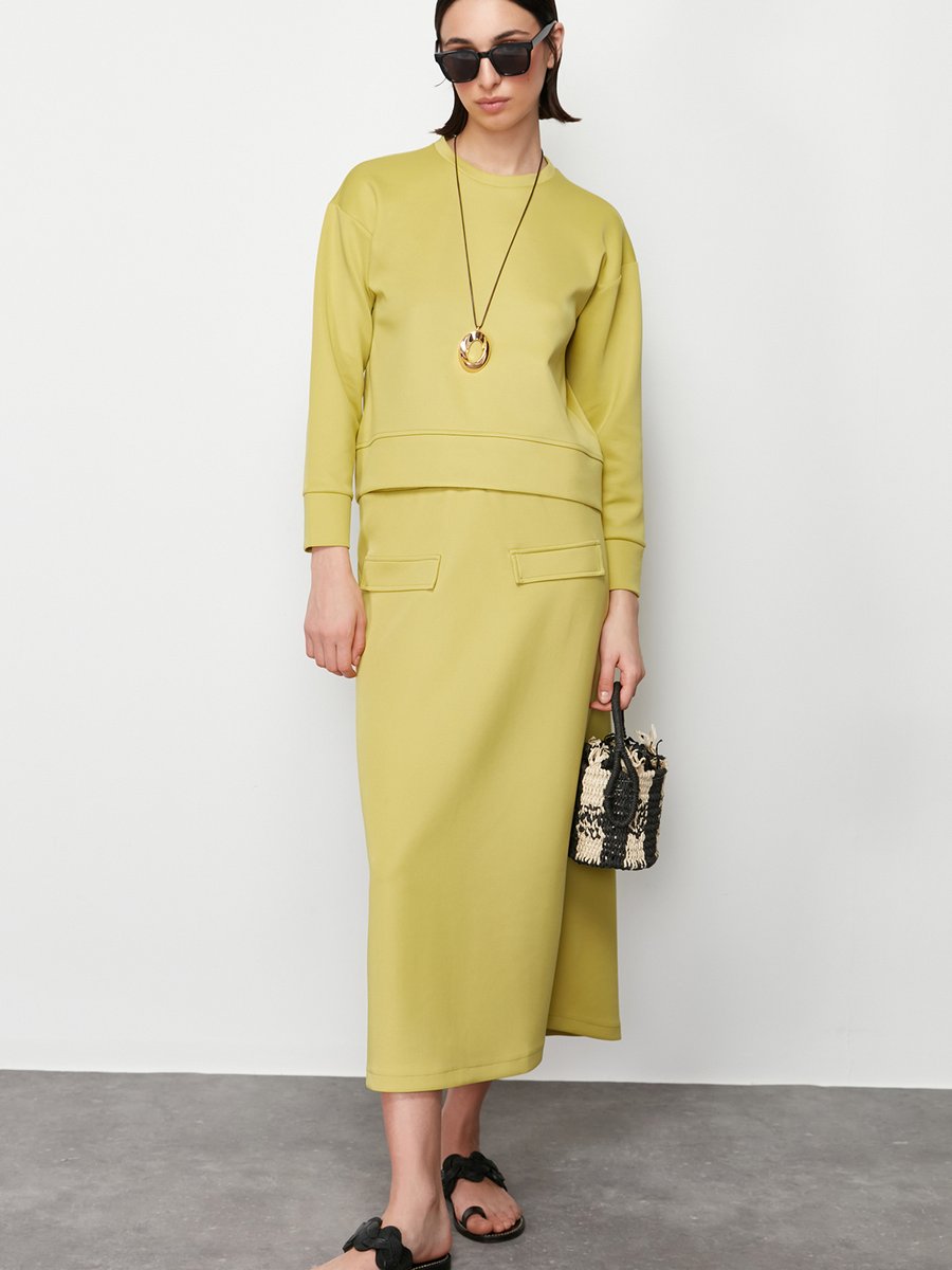 Trendyol Modest Yeşil Regular Dalgıç/scuba Düz Örme