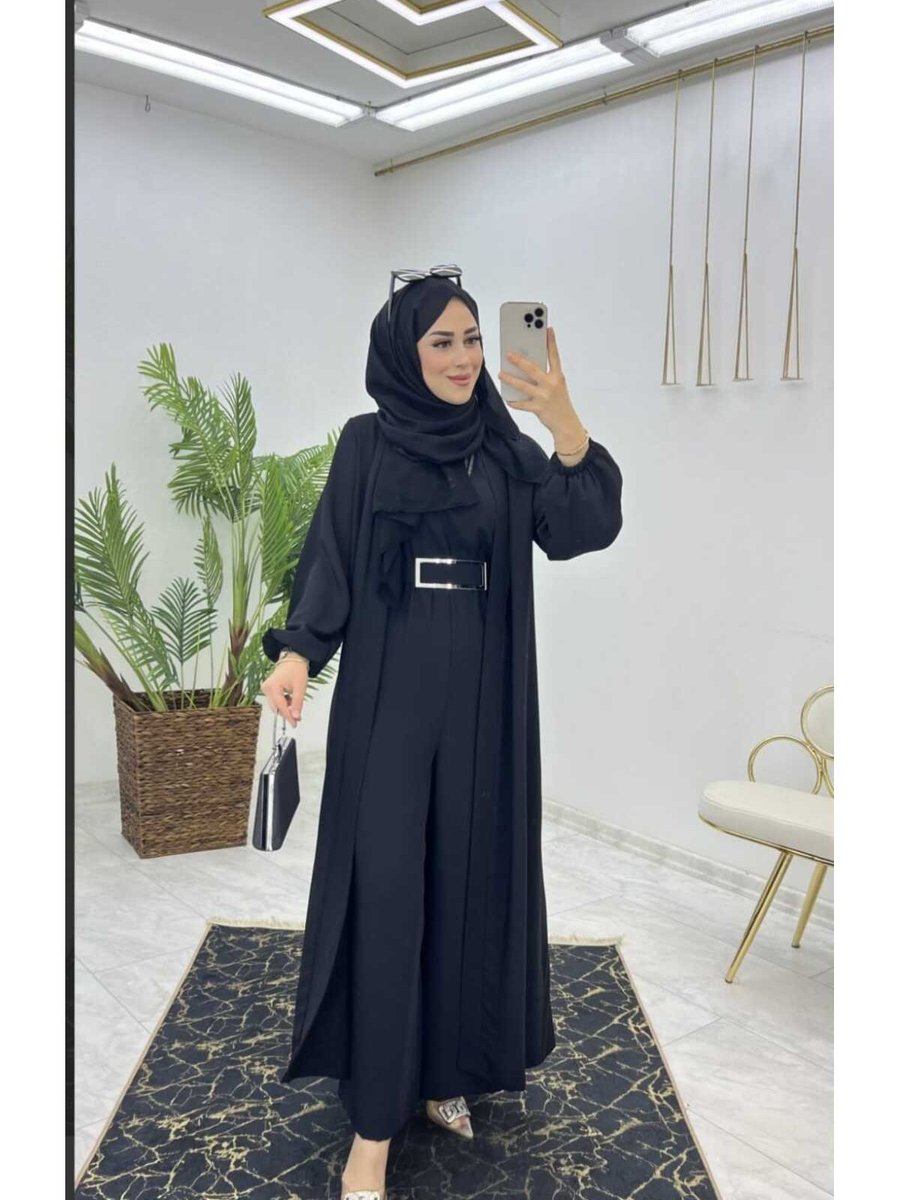 Tarzı Has Fulya Kemerli Tulum Premium Abaya Takım