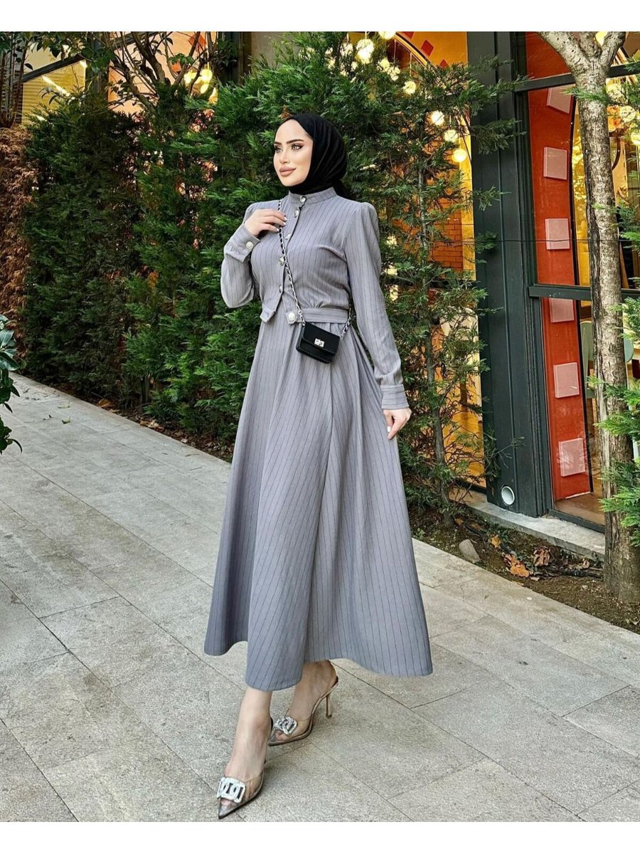 Defnece Butik Çizgili Etekli İkili Takım
