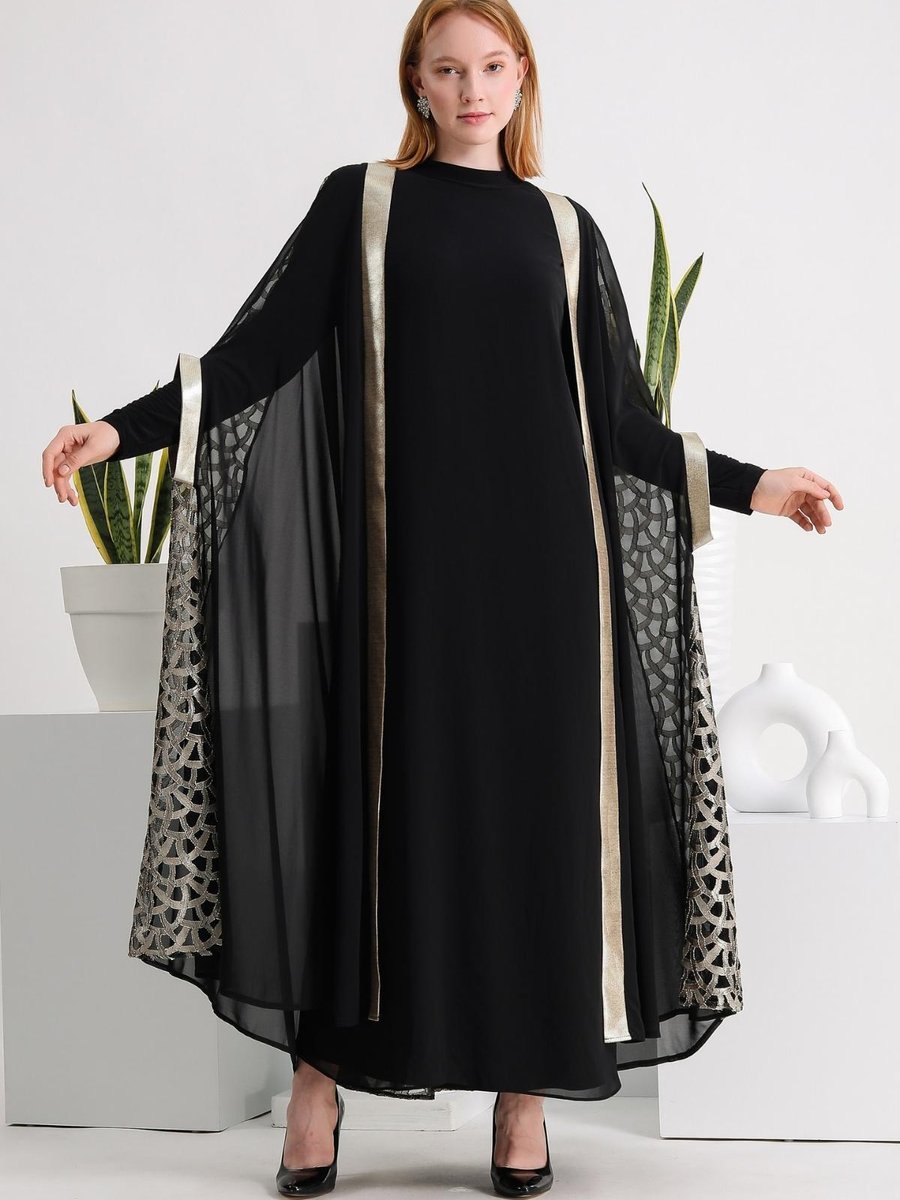 Melisa Boutique By Selma Özkan Lamarkine Desenli Pelerin Abaya