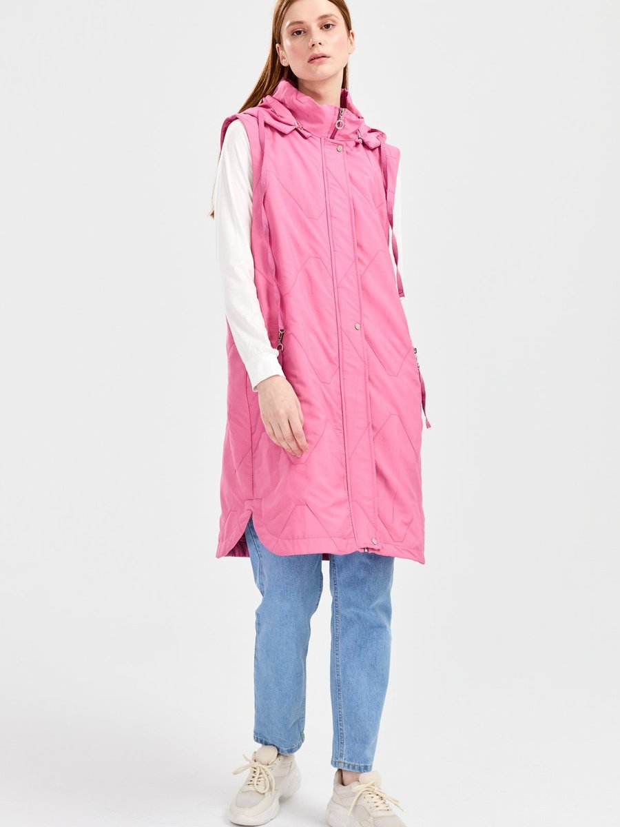 Nihan Dik Yaka Yelek Pembe