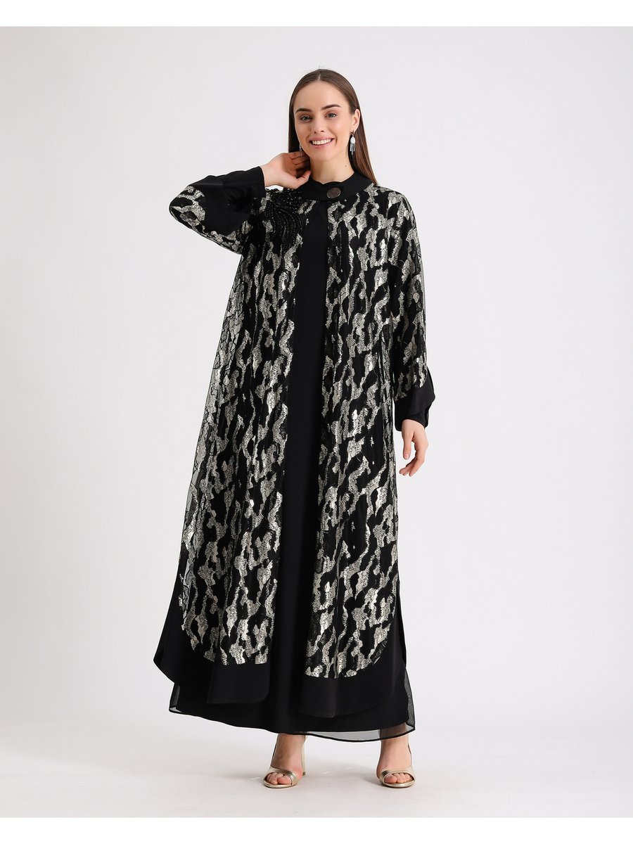 Melisa Boutique By Selma Özkan Buson Tel Kırma El İşlemeli Abaya Ceket