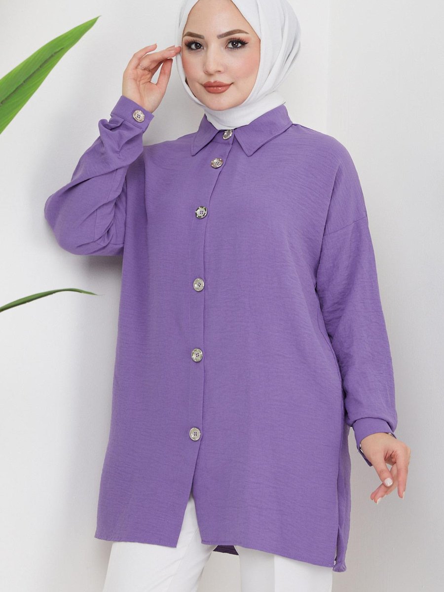 Hafsamina Aerobin Oversize Tunik Lila