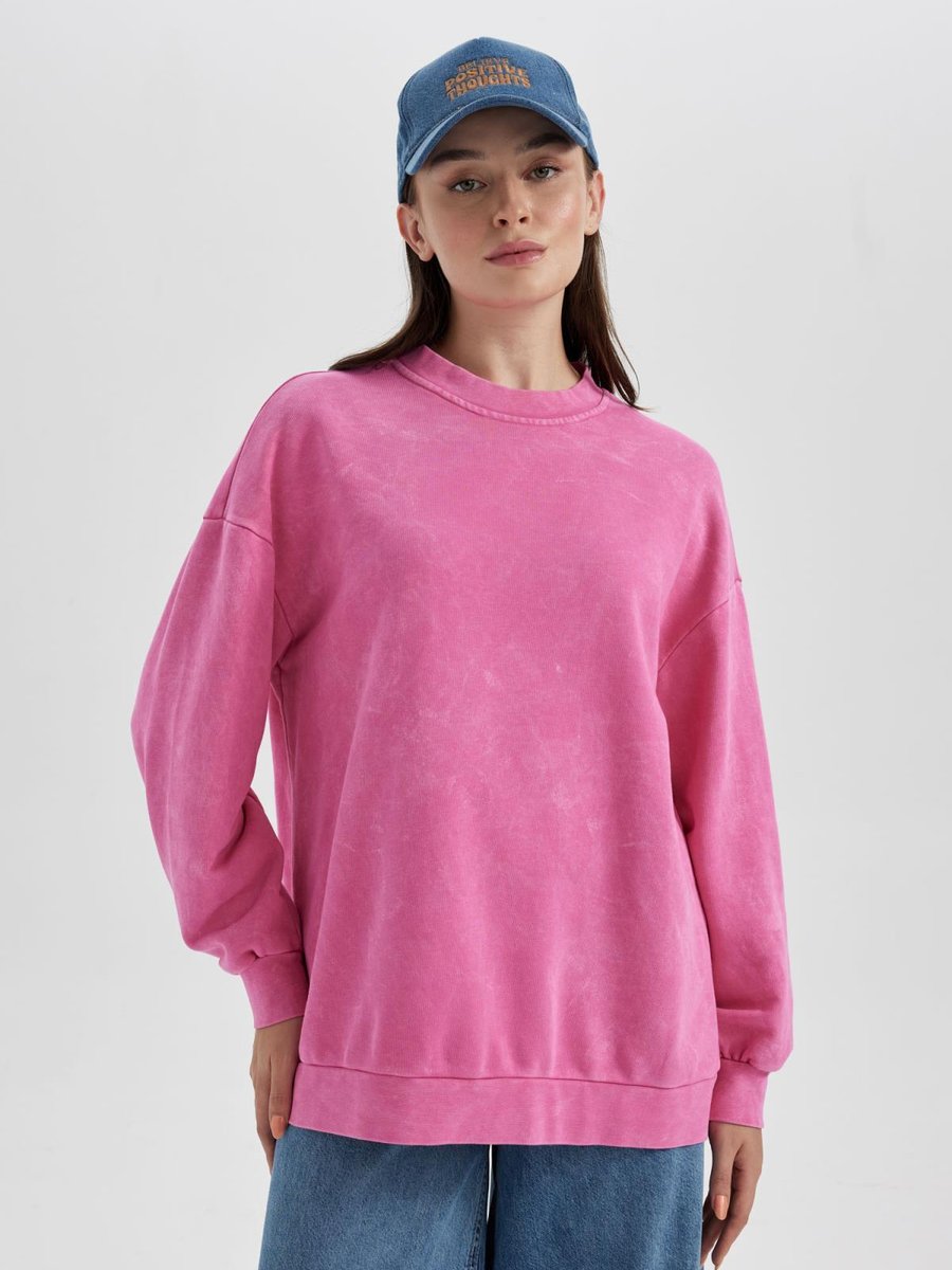 Defacto Regular Fit Bisiklet Yaka Sweatshirt Tunik