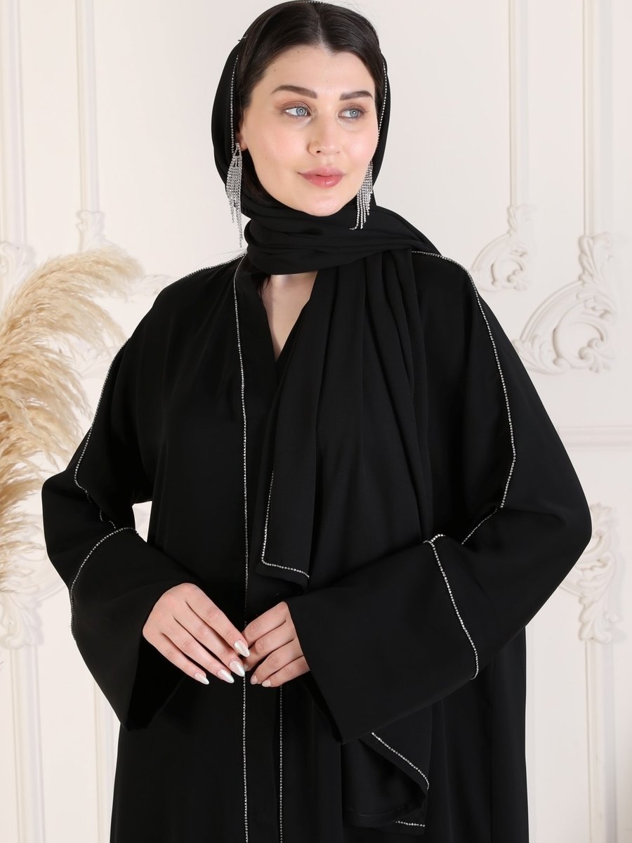 Agh Değerli Hediyeler Lüks Kaliteli Swaroski Dış Orjinal Dubai Ipeği Kumaşı Şık Abaya Giyim