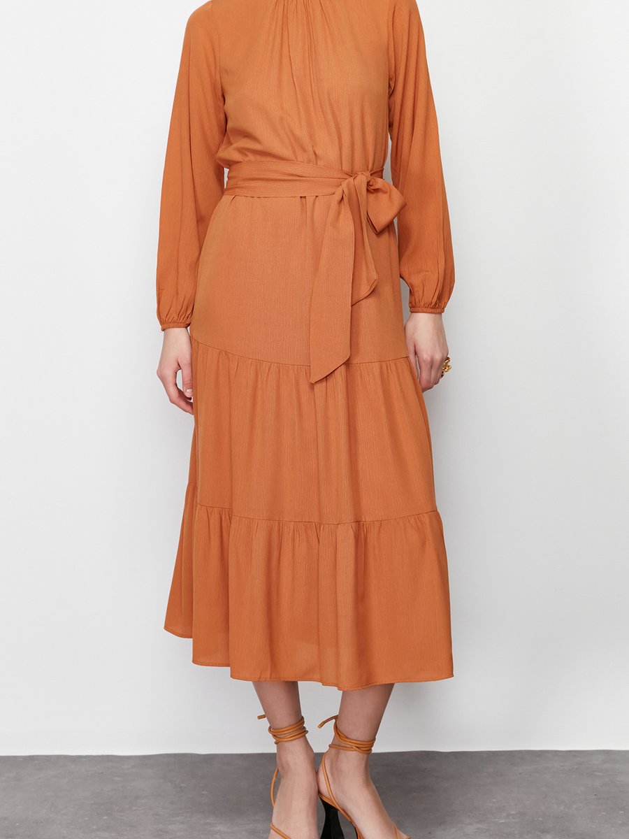 Trendyol Modest Kahverengi Düz Dokuma
