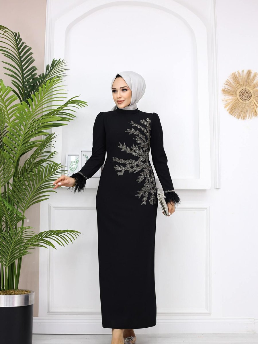 Marwella Fadik Abiye Elbise Siyah