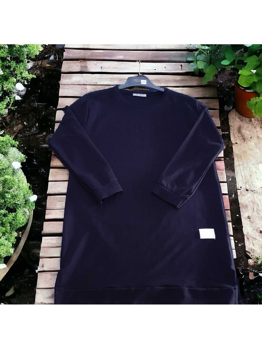 Çeçen Home Mevsimlik Bisiklet Yaka İplik Diz Üstü Yırtmaçlı Tunik/sweatshirt