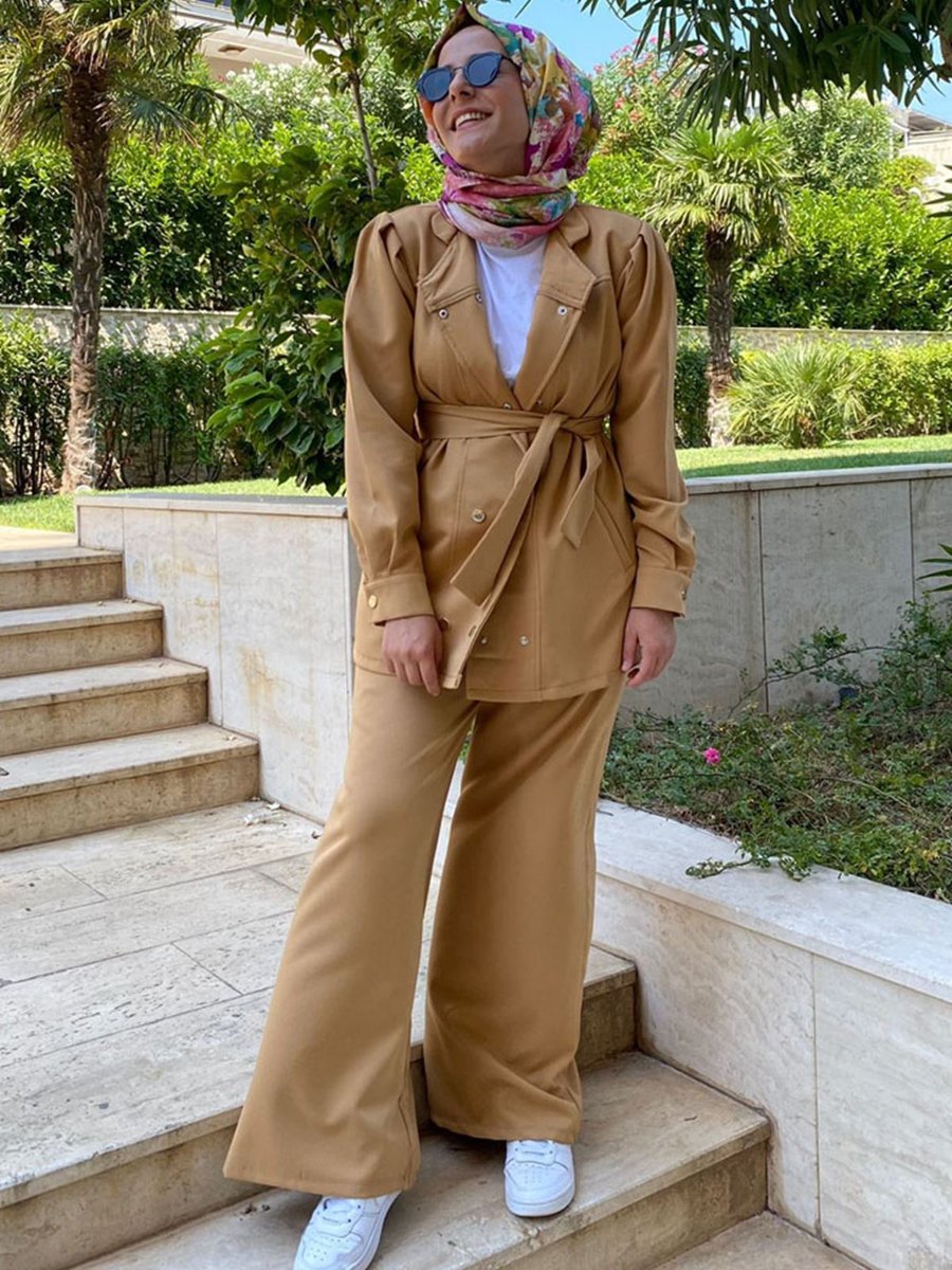 Moda Rosa Camel Polina Ceketli Takım