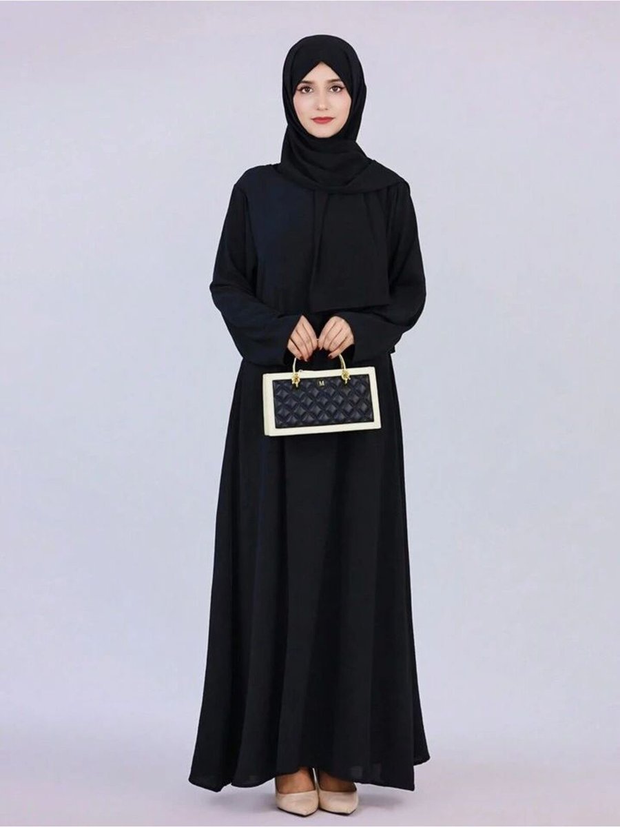 Louisa Tek Parça Siyah Namaz Elbisesi Boydan Giymeli