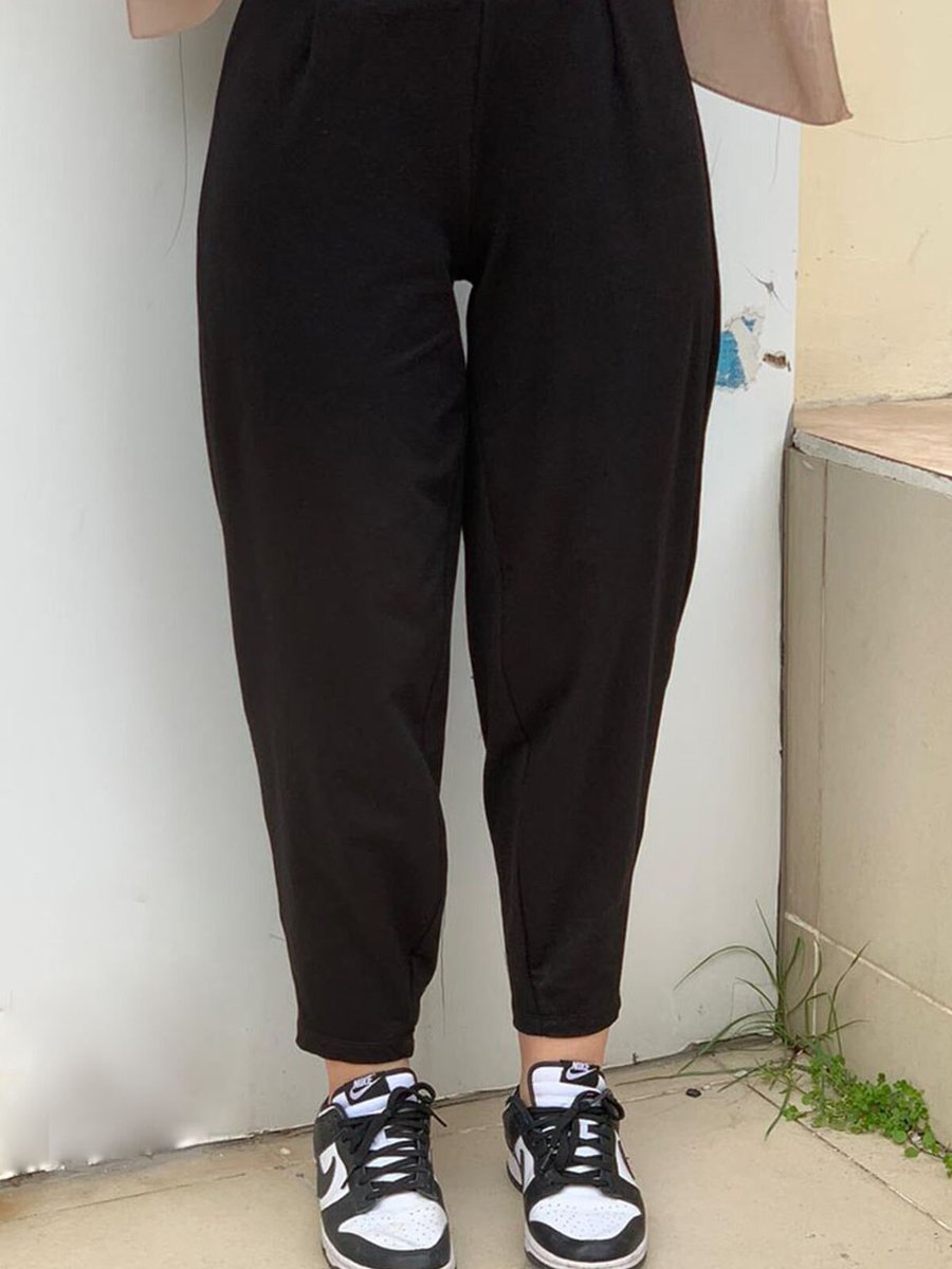 Moda Rosa Siyah Puane İki İplik Şalvar Pantolon