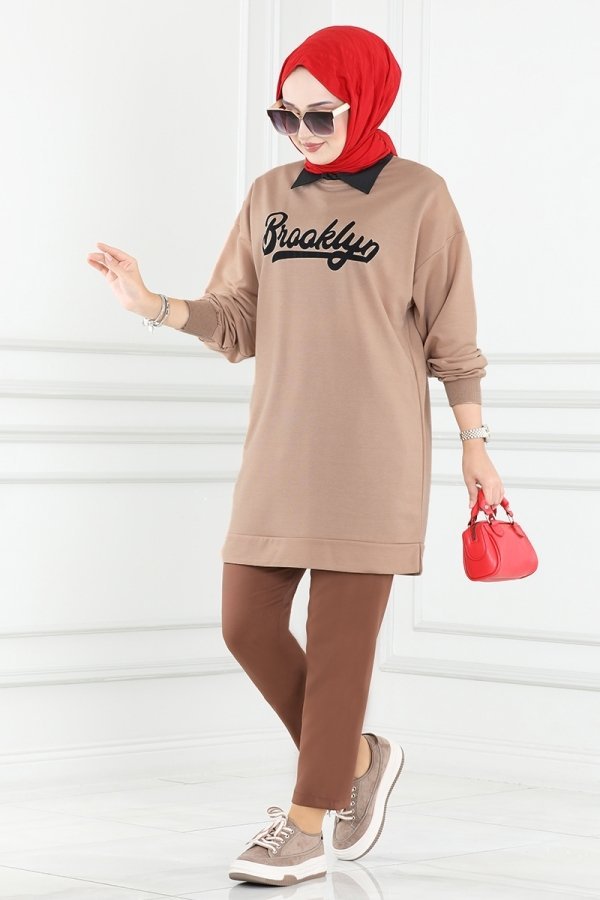 Moda Selvim Vizyon Yazı Baskılı Spor Tunik Moda Selvim Vizyon Yazı Baskılı Spor Tunik