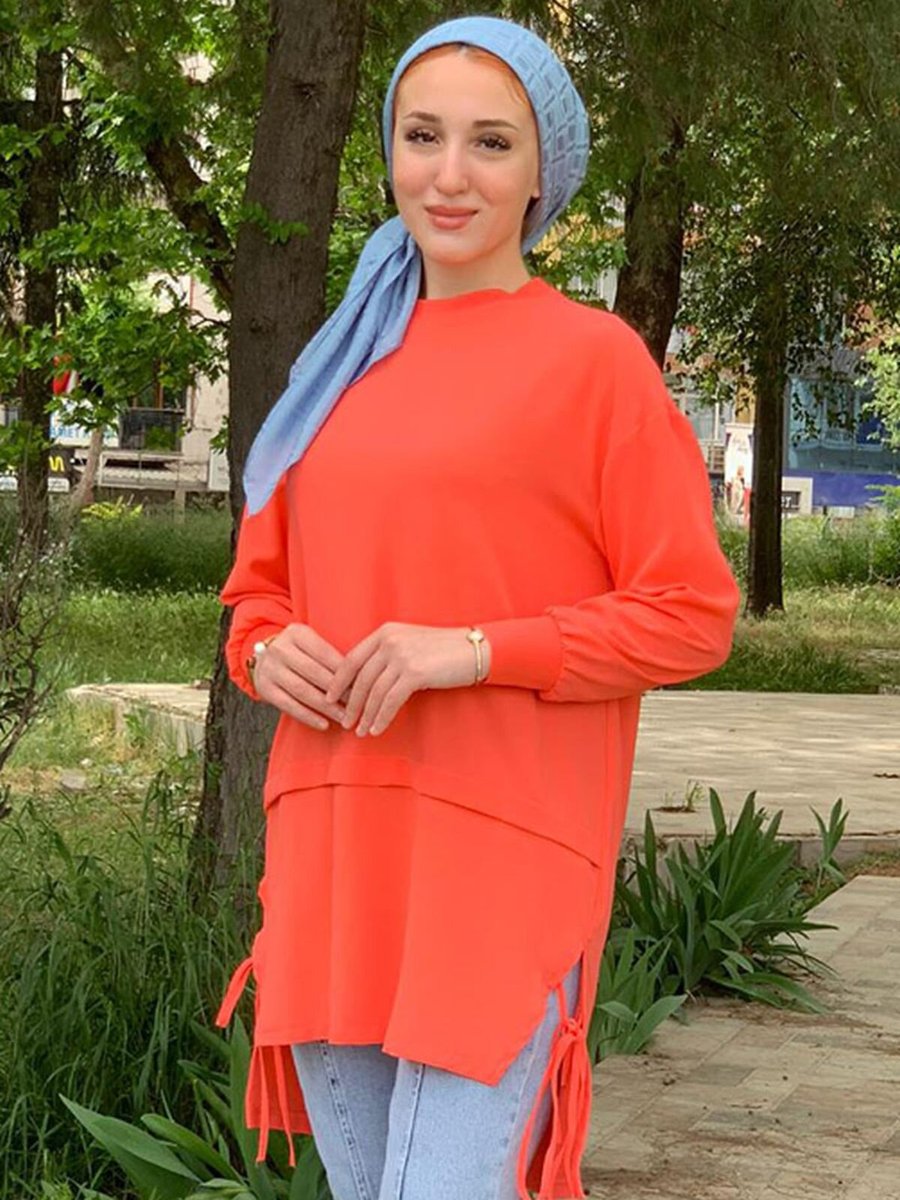 Moda Rosa Coral Bağcıklı Uzun Tunik