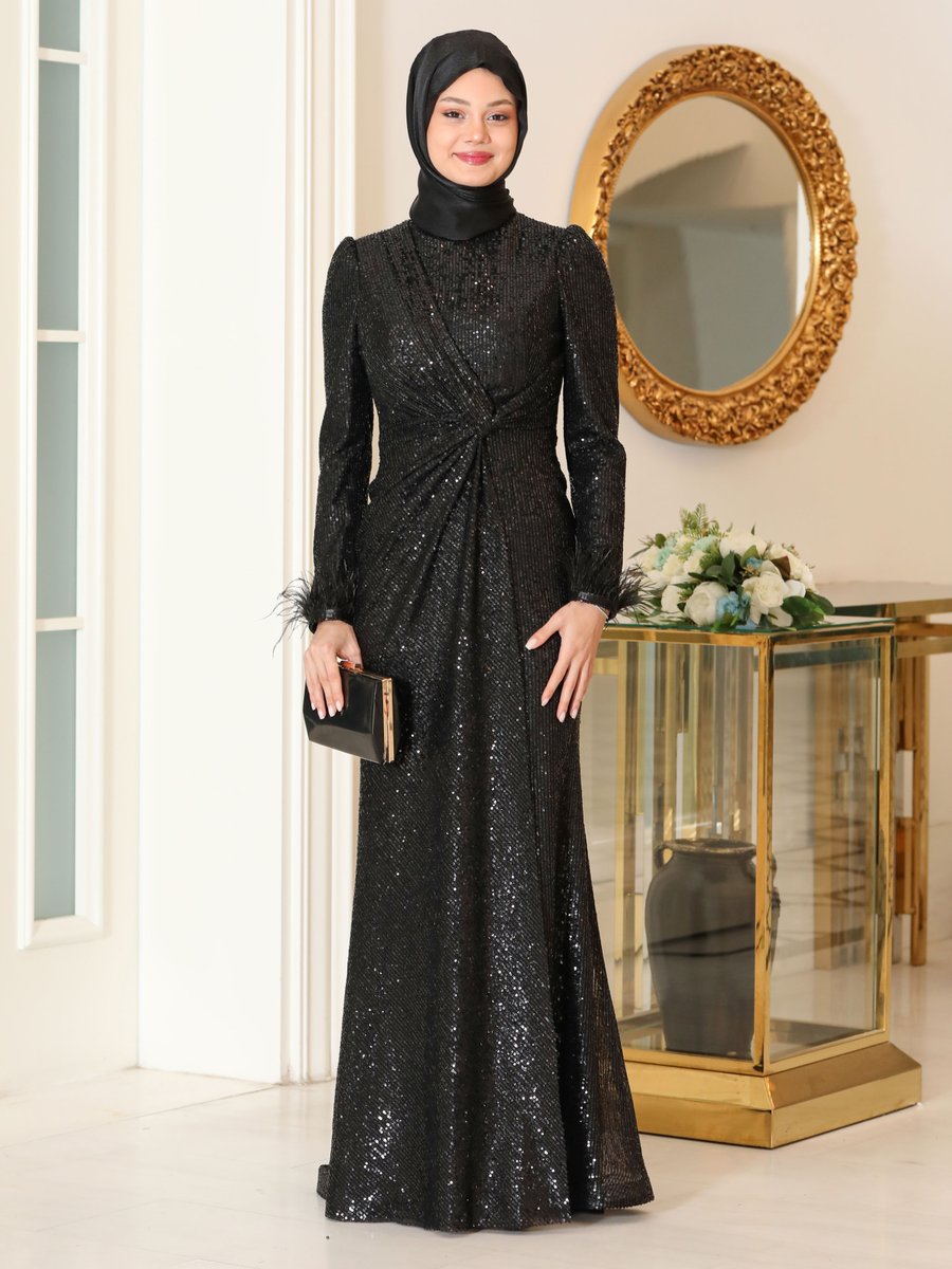 Azra Design Siyah Hüma Abiye Elbise