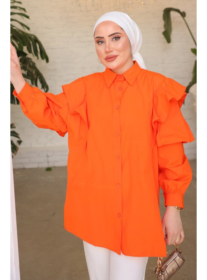 İmaj Butik Orange Omuz Detaylı Terikoton Gömlek