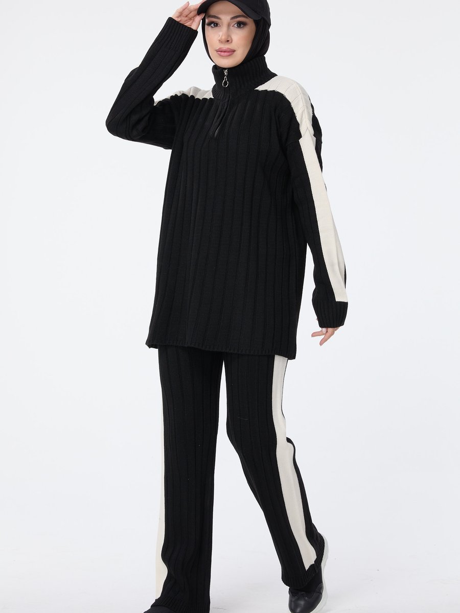 Tofisa Sıyah Triko Tunik Pantolon