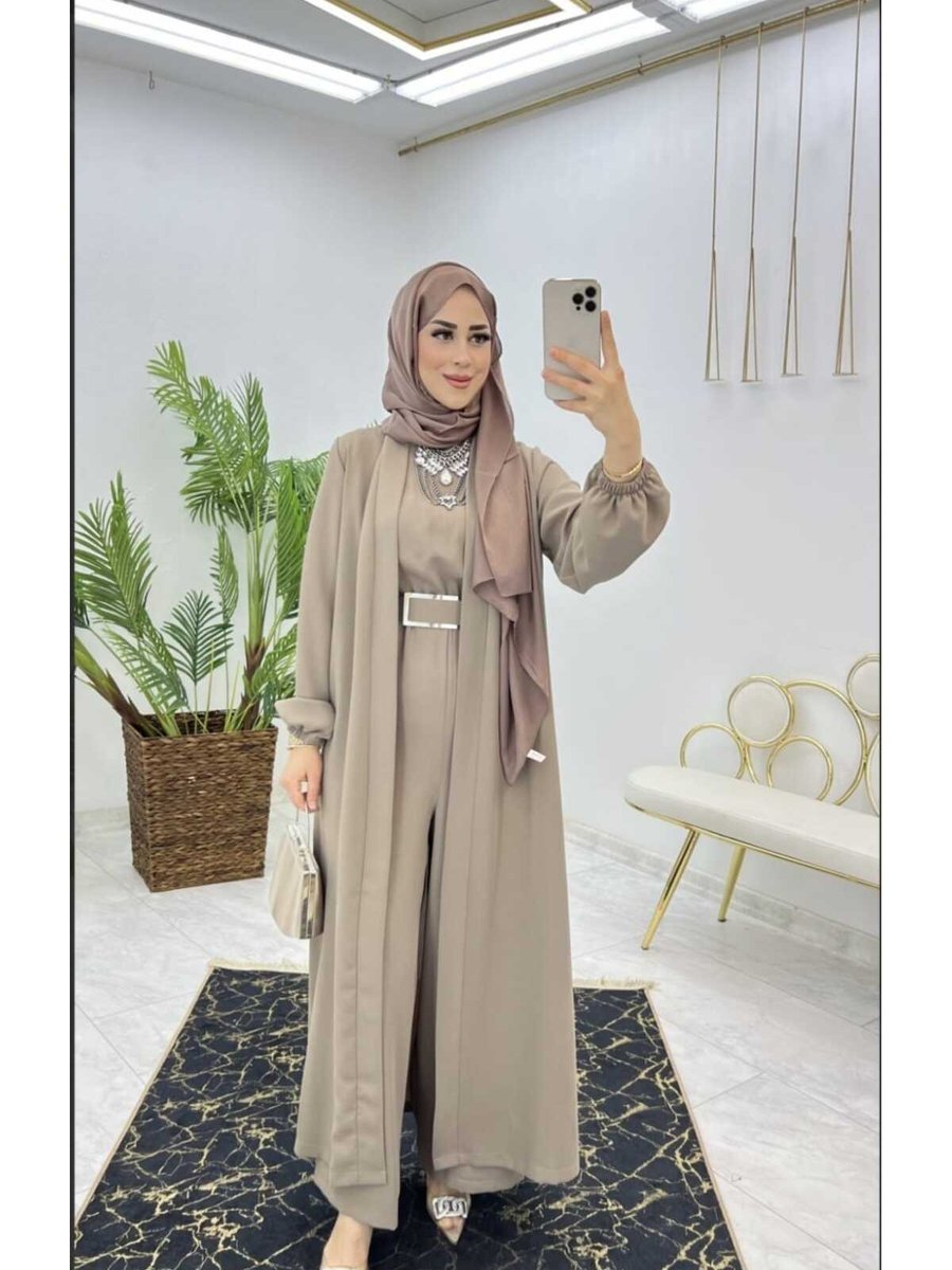 Tarzı Has Fulya Kemerli Tulum Premium Abaya Takım