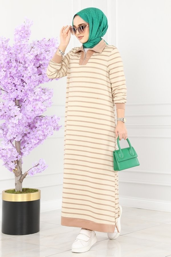Moda Selvim Vizyon Çizgili Spor Elbise