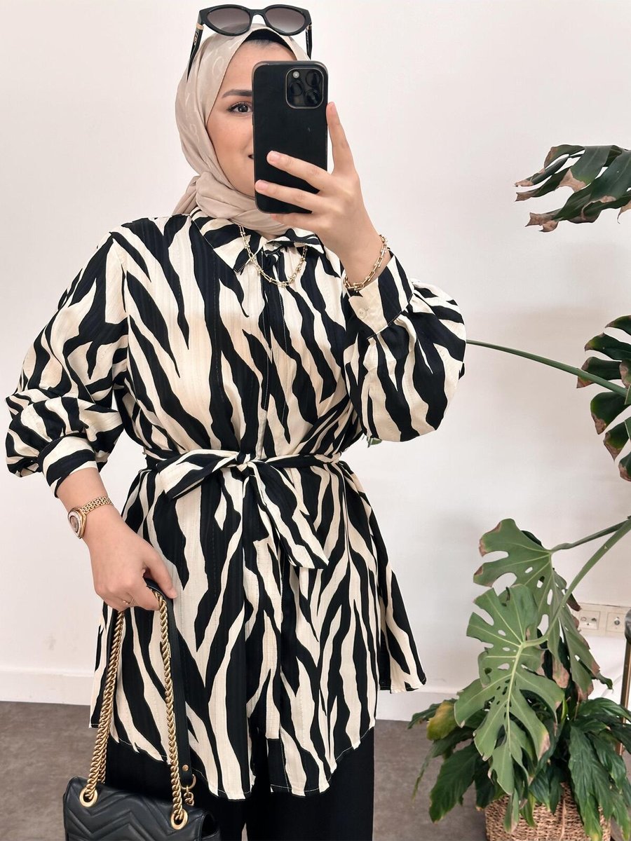 Asel Fashion Zebra Pamuk Keten Takım Siyah