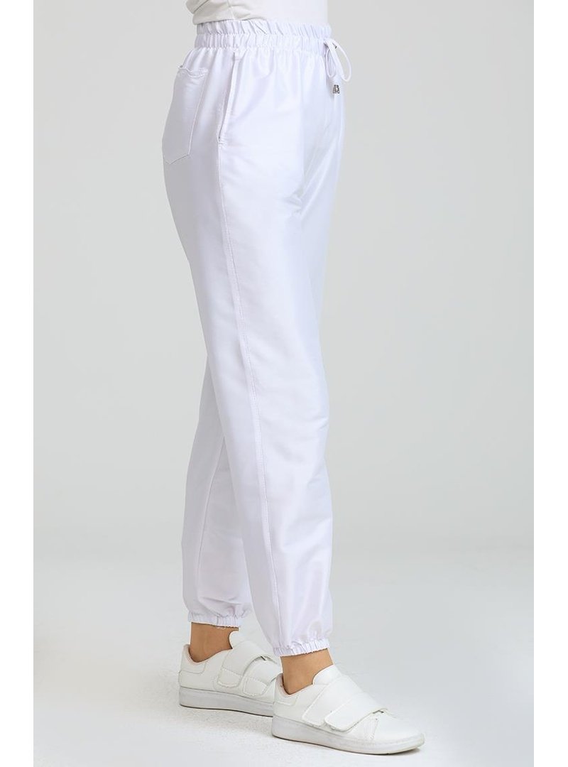 Layda Moda Beyaz 6108a Cepli Jogger Pantolon
