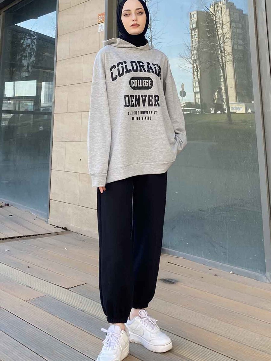 Lamelif Colorado Baskı Detaylı Kapüşonlu Sweatshirt