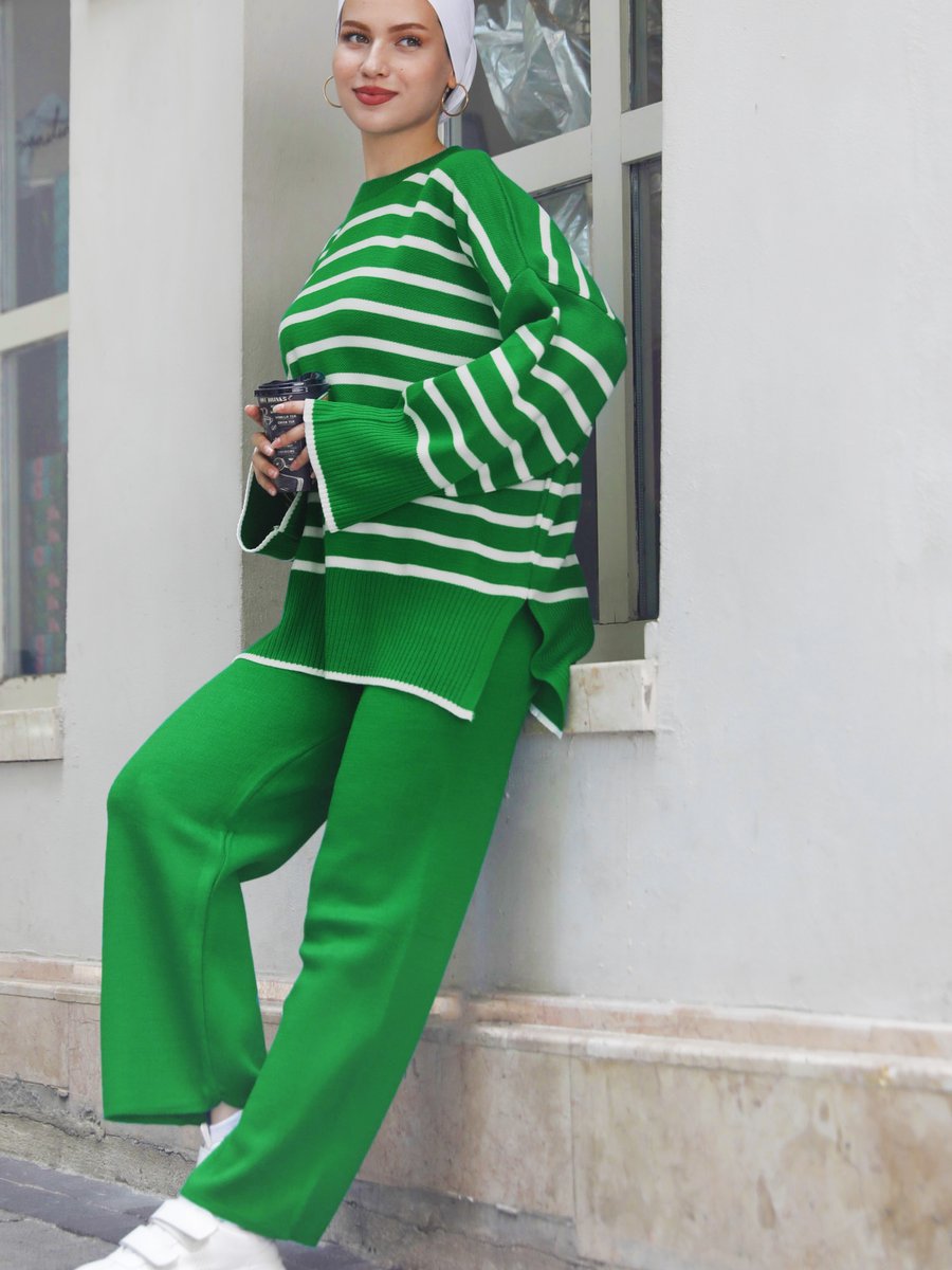 Tofisa Yesıl Triko Tunik Pantolon