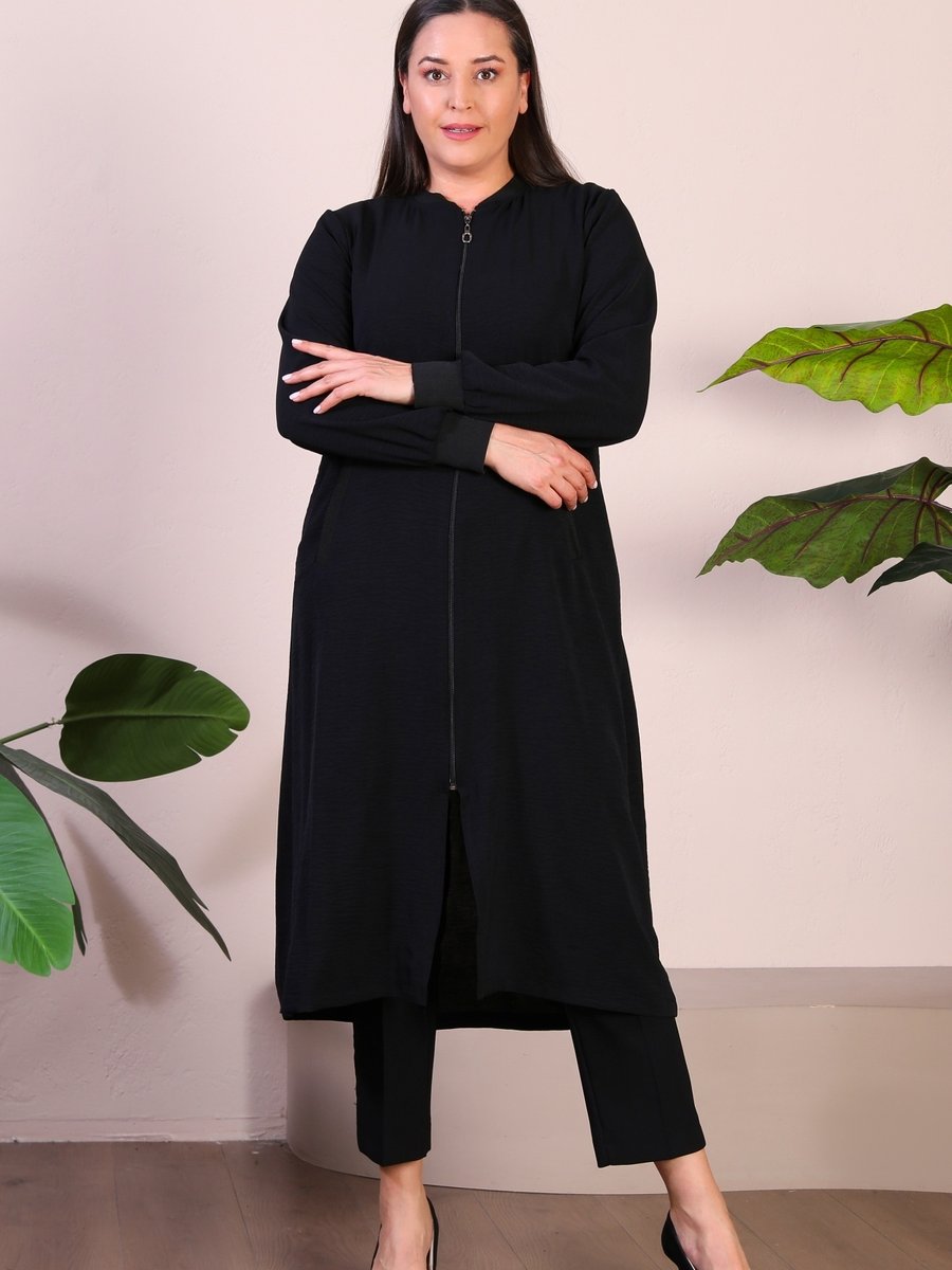 Ferace Kadin Tesettur Giyim Buyuk Beden Mevsimlik Giy Çık Kap Siyah