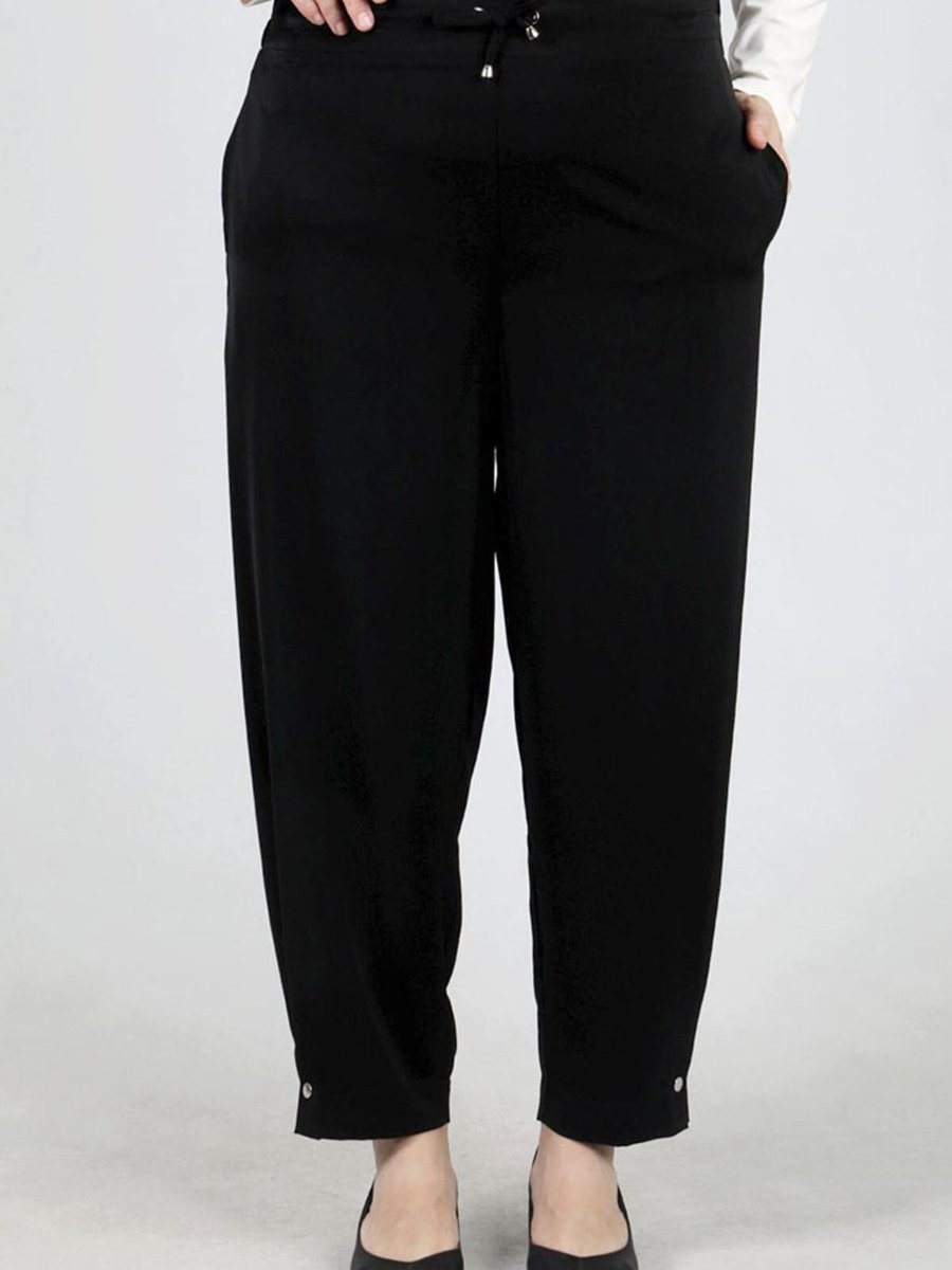Moda Rosa Siyah Büyük Beden Dokuma Kumaş Pantolon