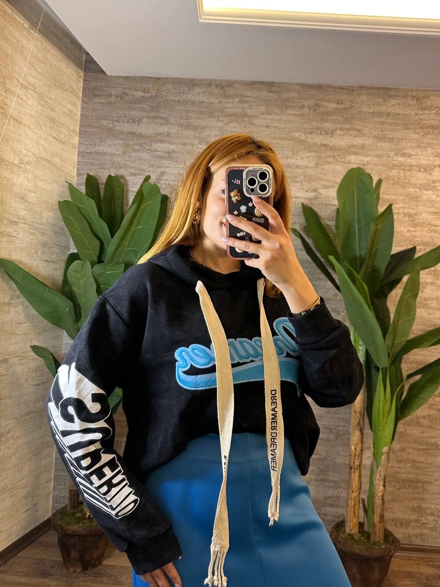 TEORJINS Siyah Sweatshirt