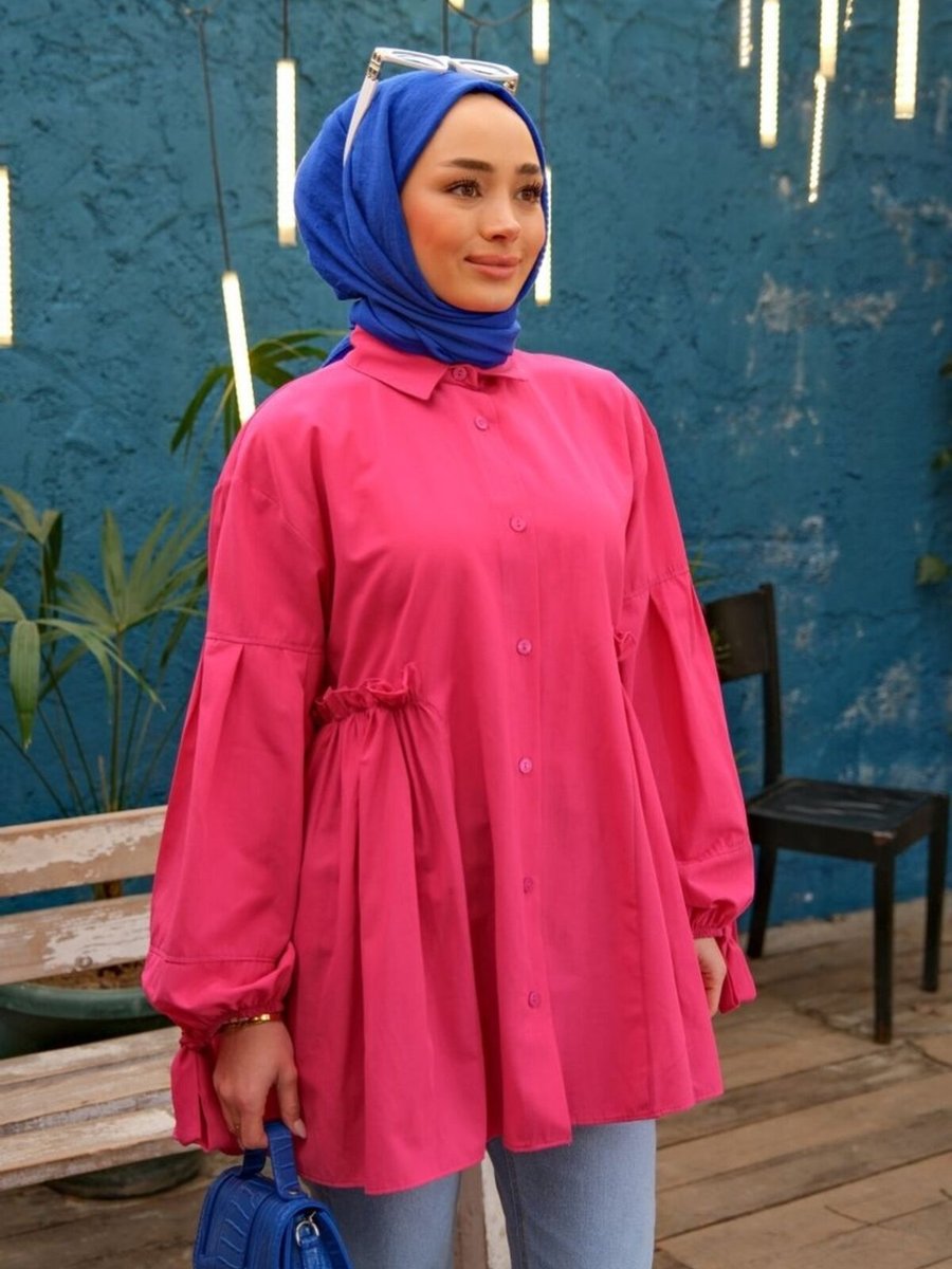 Trend Marfa Fırfırlı Oversize Gömlek