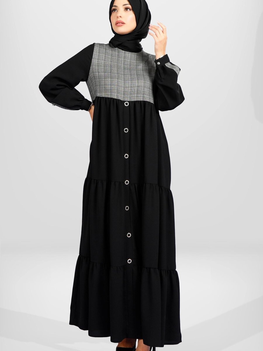 Beyza Siyah Kum Krep Elbise