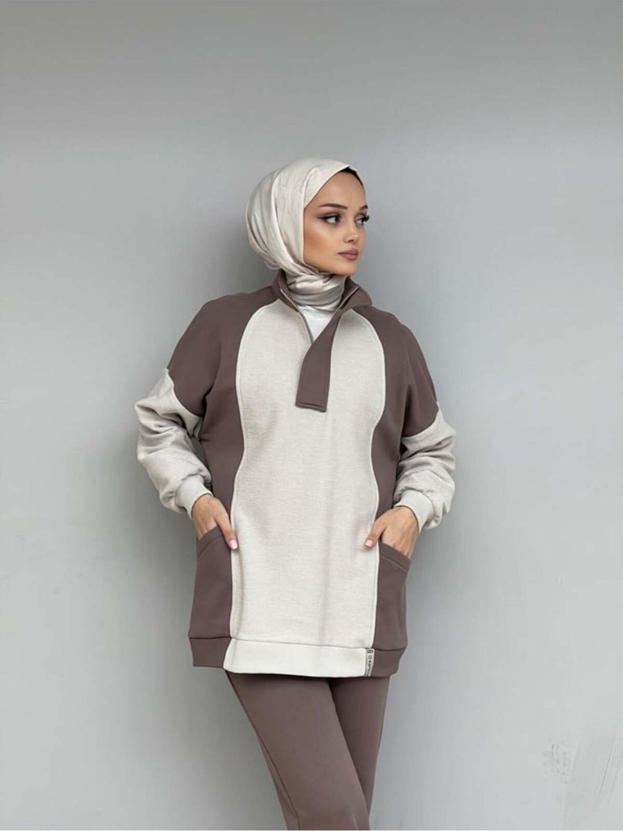 Garzia İtalia Garni Detaylı Fermuarlı Üç İplik Sweatshirt