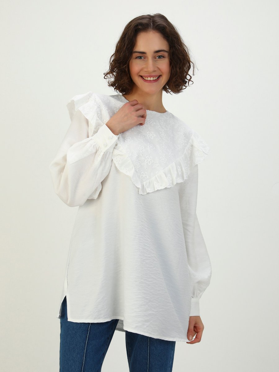 Benin Off White Aerobin Fisto Detaylı Tunik