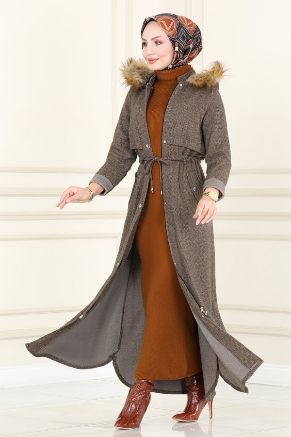 Moda Selvim Vizyon Bolero Detaylı Kışlık Ferace Moda Selvim Vizyon Bolero Detaylı Kışlık Ferace