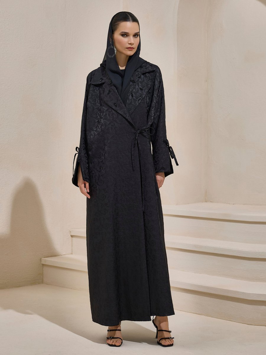 AL SHEIKHA Siyah Classıc Brocade Abaya