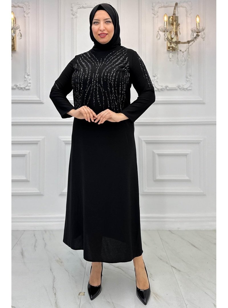 Amine Hüma Siyah Cansel Abiye Elbise