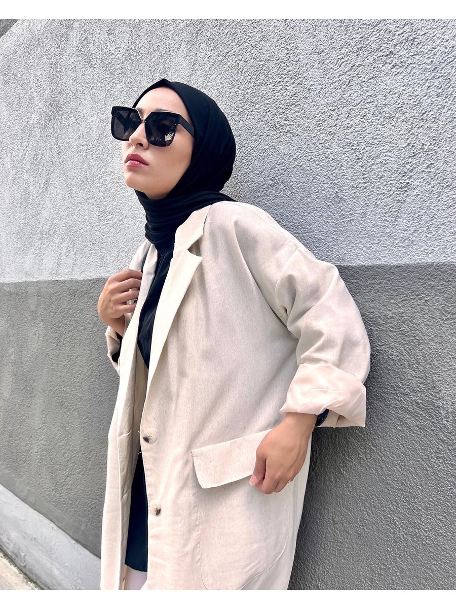 Afife Clothes Oversize Keten Trench