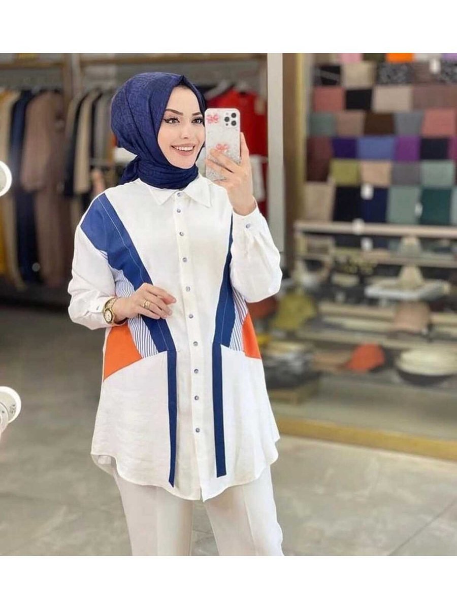 Meryemce Butik Kot Detaylı Spor Beyaz Gömlek